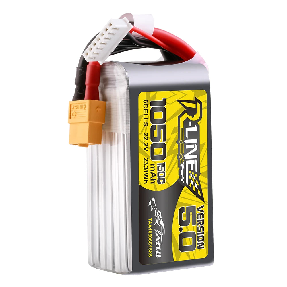 Tattu 1050mAh 6S 150C 22.2V Lipo Battery | XT60 Plug | R-Line 5.0