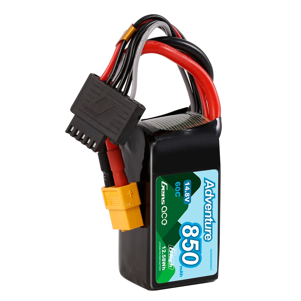 Gens ace 850mAh 4S 60C 14.8V Lipo Battery | XT60 Plug | Adventure (Non-G-Tech)