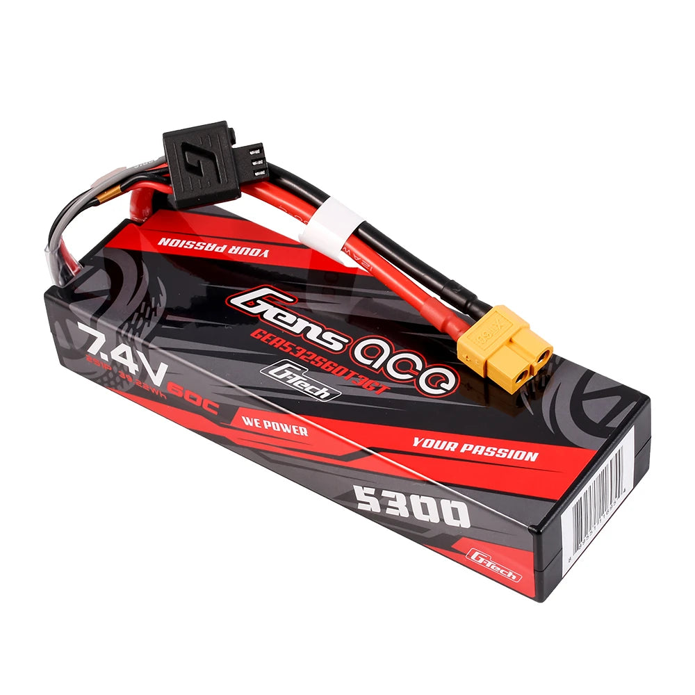 Gens ace 5300mAh 2S 60C 7.4V Lipo Battery | Hardcase | XT60+EC3+Deans | Car Classic