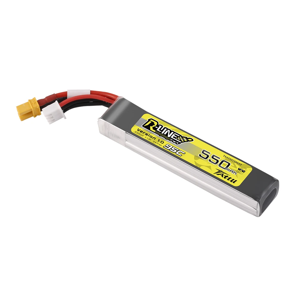 Tattu 550mAh 2S 7.4V Long Lipo Battery | XT30 Plug | R-Line 1.0