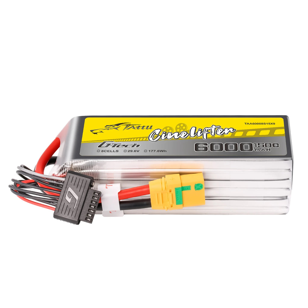 Tattu 6000mAh 8S 150C 29.6V Lipo Battery | XT90-S Plug | Cinelifter