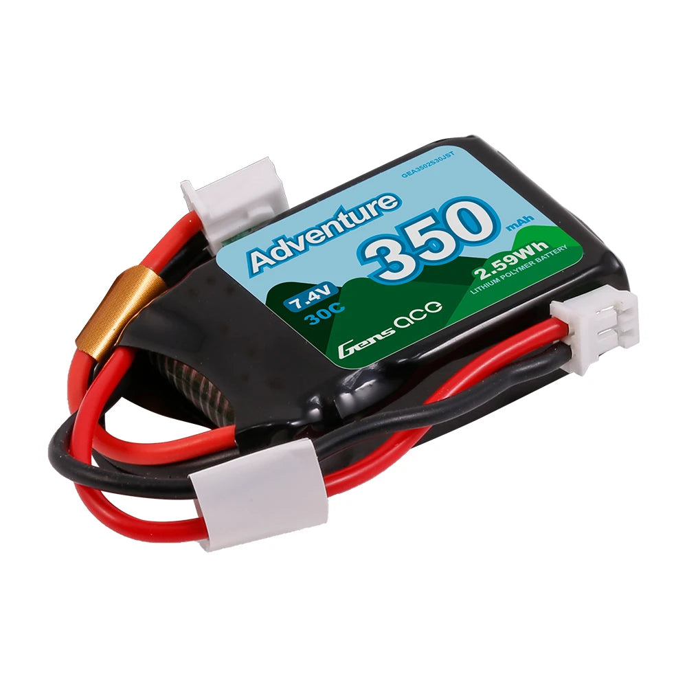 Gens ace 350mAh 2S 30C 7.4V Lipo Battery | JST Plug | Adventure (Non-G-Tech)