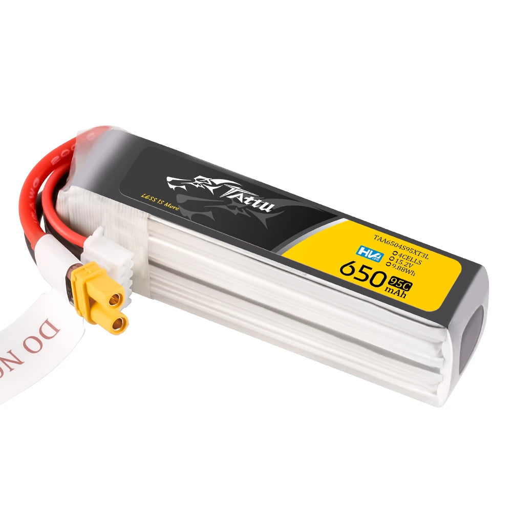 Tattu 650mAh 4S 95C 15.2V(HV) Long Lipo Battery | XT30 Plug | FPV Classic