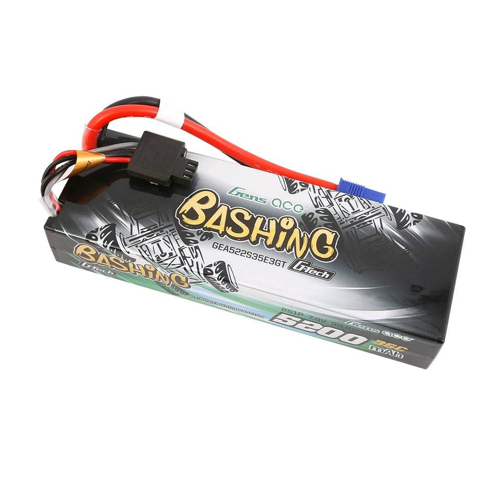 Gens ace 5200mAh 2S 35C 7.4V Lipo Battery | Hardcase | EC3 Plug | Bashing
