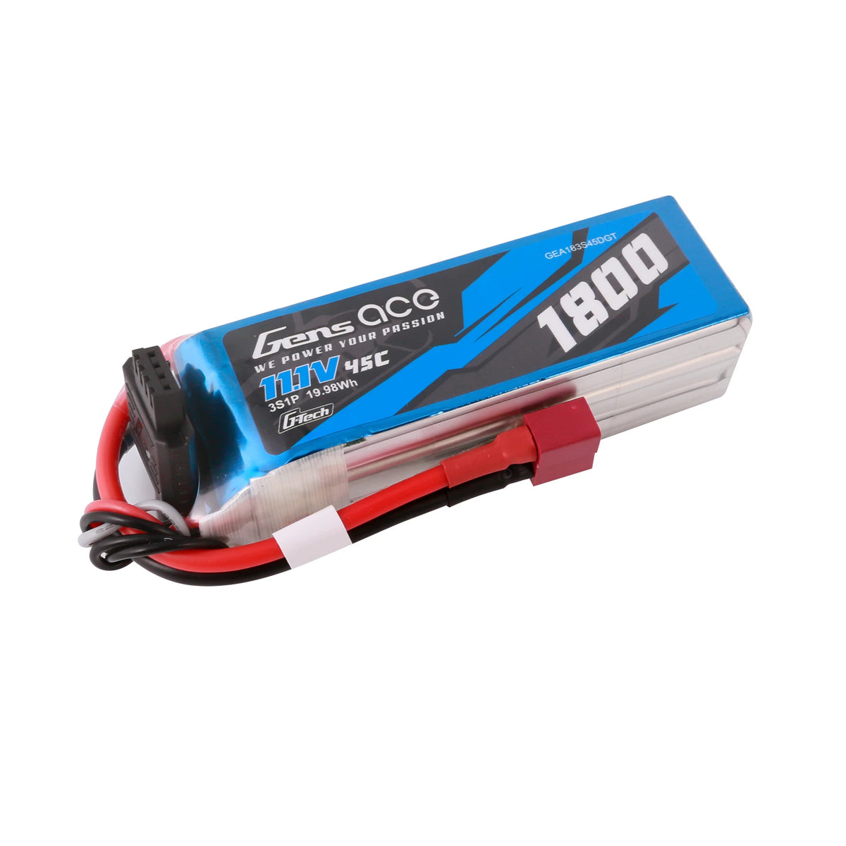 Gens ace 1800mAh 3S 45C 11.1V Lipo Battery | Deans Plug | Air Classic