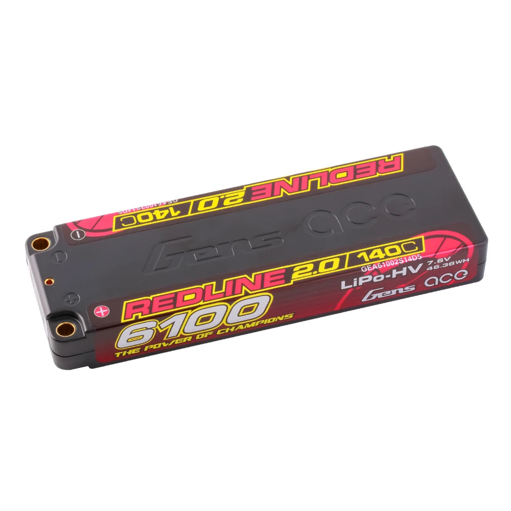 Gens ace 6100mAh 2S 140C 7.6V(HV) Lipo Battery | 5.0mm bullet | Redline 2.0