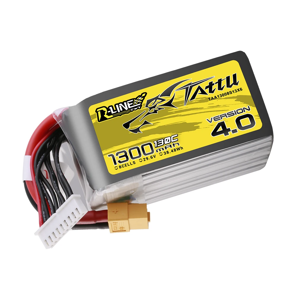 Tattu 1300mAh 8S 130C 29.6V Lipo Battery | XT60 Plug | R-Line 4.0