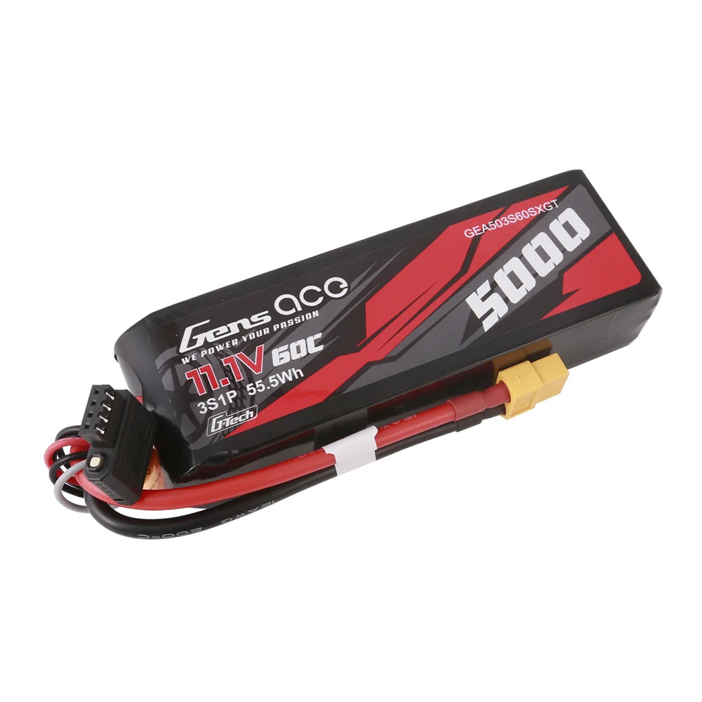 Gens ace 5000mAh 3S 60C 11.1V Short-Size Lipo Battery | XT60 Plug | Car Classic