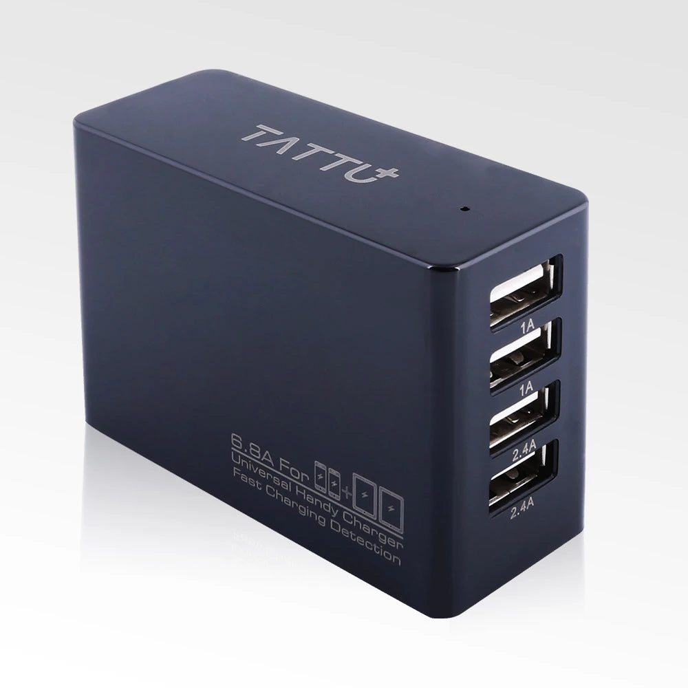 Tattu 34W 4 Ports USB AC Adapter 6.8A Wall Charger for iPhone, iPad, Samsung, Smartphones and Tablets