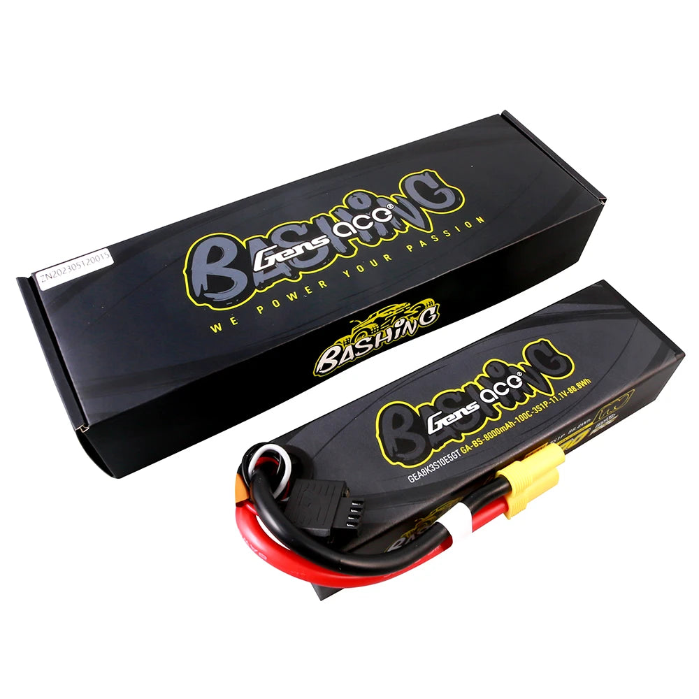 Gens ace 8000mAh 3S 100C 11.1V Lipo Battery | Hardcase | EC5 Plug | Bashing Pro