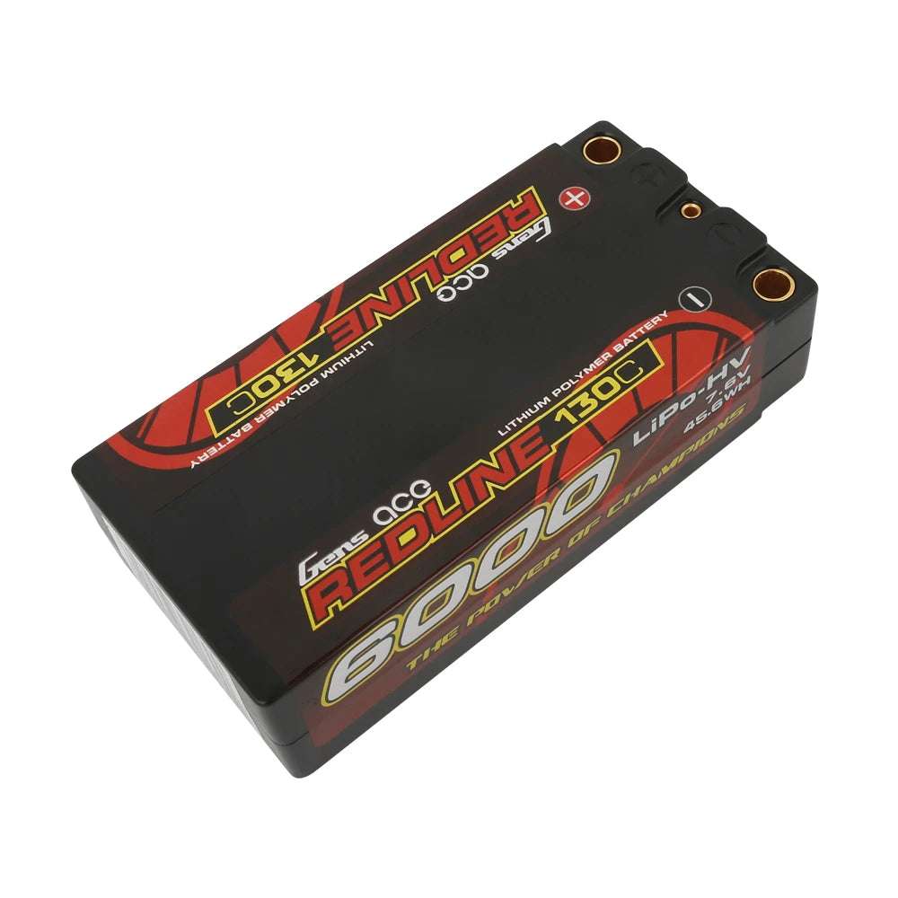 Gens ace 6000mAh 2S 130C 7.6V(HV) Lipo Battery | 5.0mm bullet | Redline 1.0