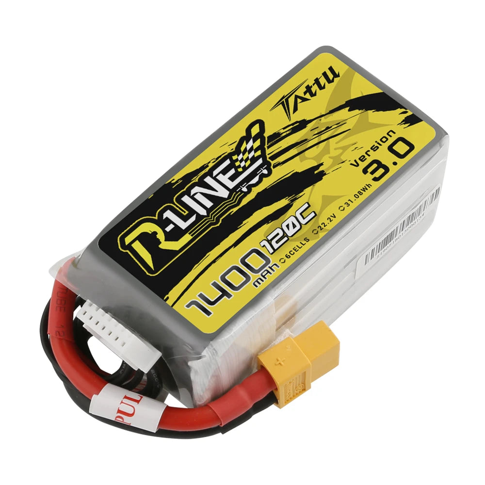 Tattu 1400mAh 6S 120C 22.2V Lipo Battery | XT60 Plug | R-Line 3.0