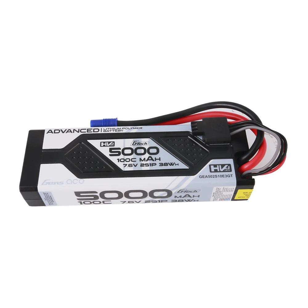 Gens ace 5000mAh 2S 100C 7.6V(HV) Lipo Battery | Hardcase | EC3 Plug | Advanced