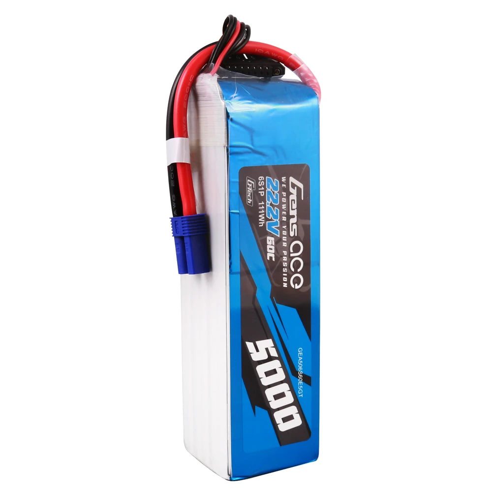 Gens ace 5000mAh 6S 60C 22.2V Lipo Battery | EC5 Plug | Air Classic