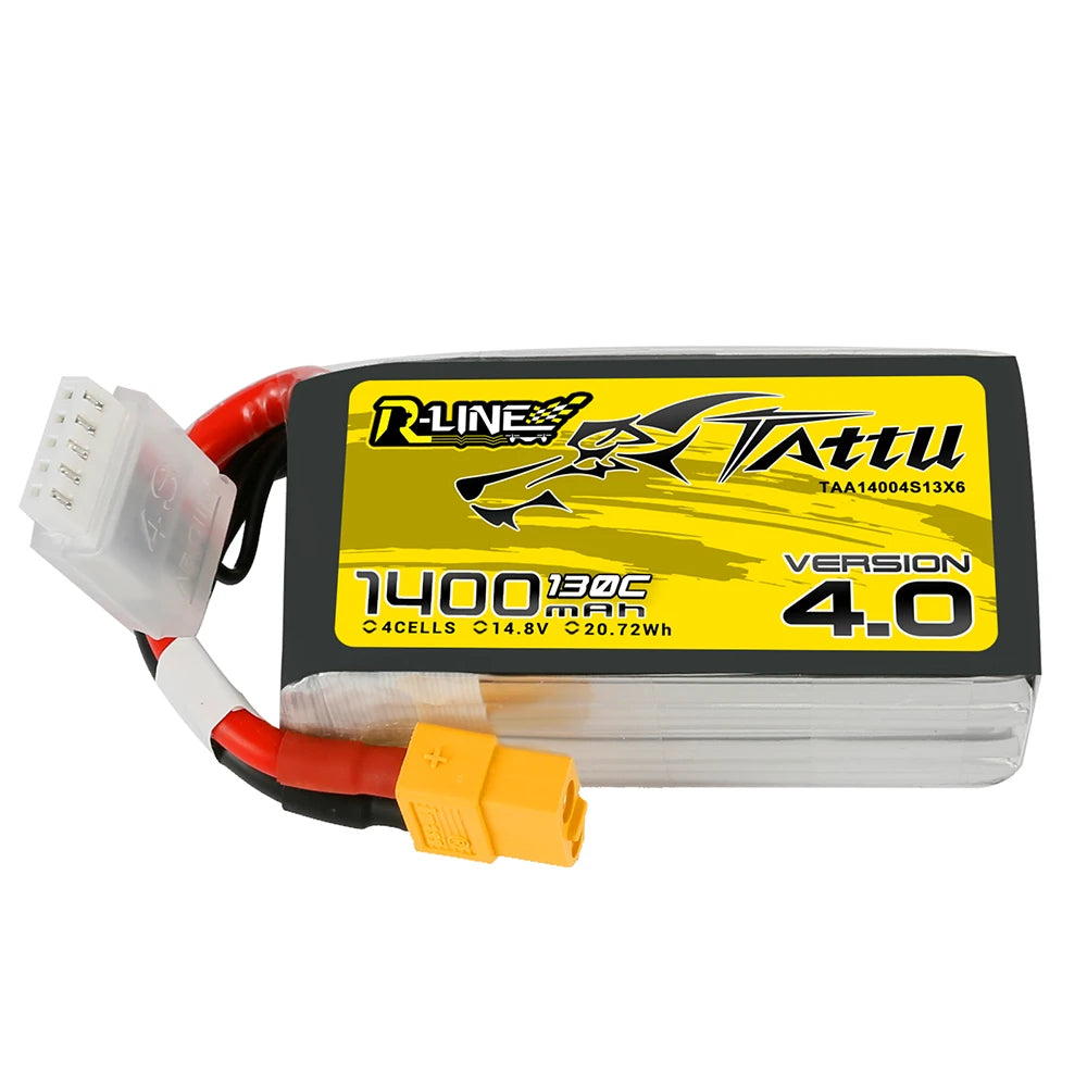 Tattu 1400mAh 4S 130C 14.8V Lipo Battery | XT60 Plug | R-Line 4.0