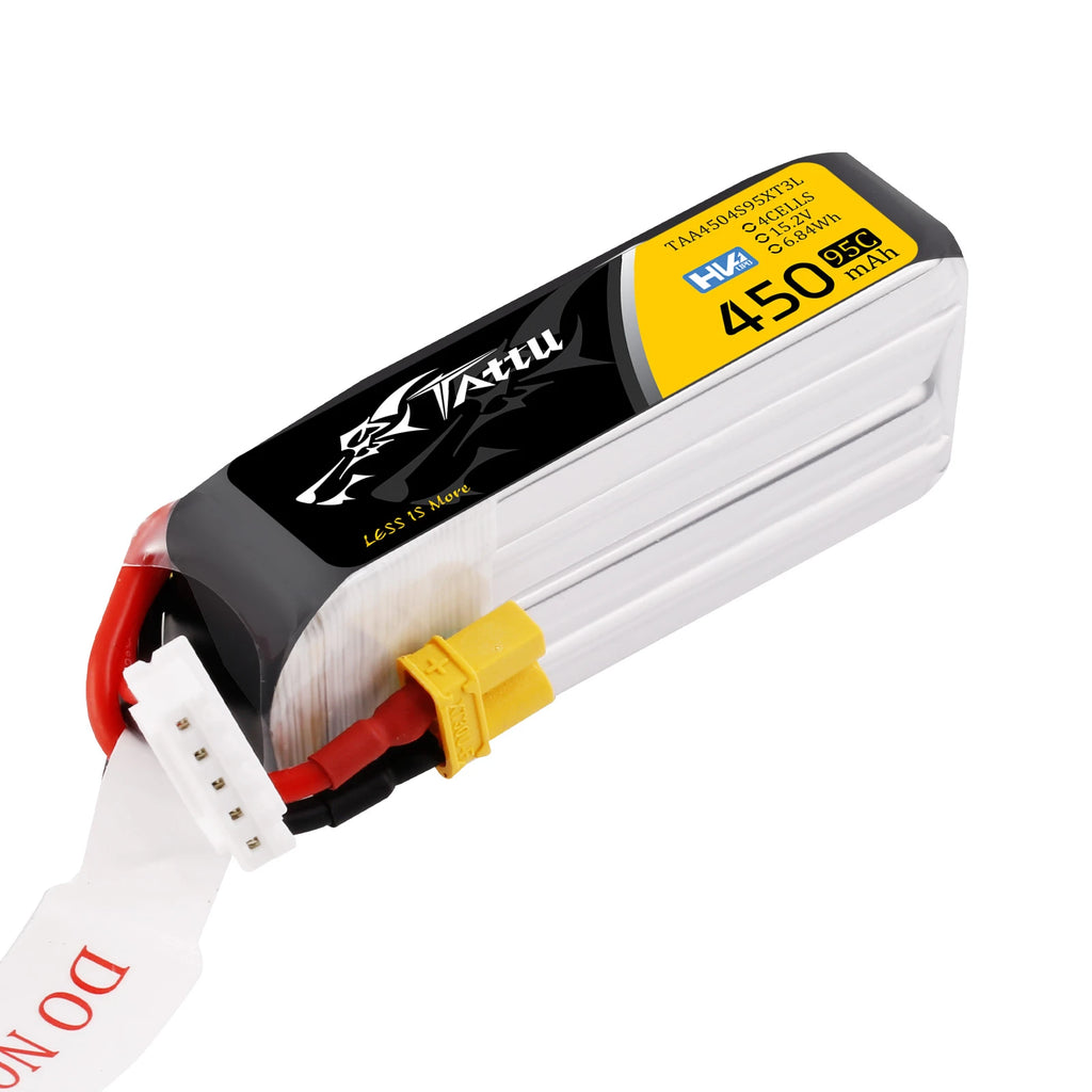 Tattu 450mAh 4S 95C 15.2V(HV) Long Lipo Battery | XT30 Plug | FPV Classic