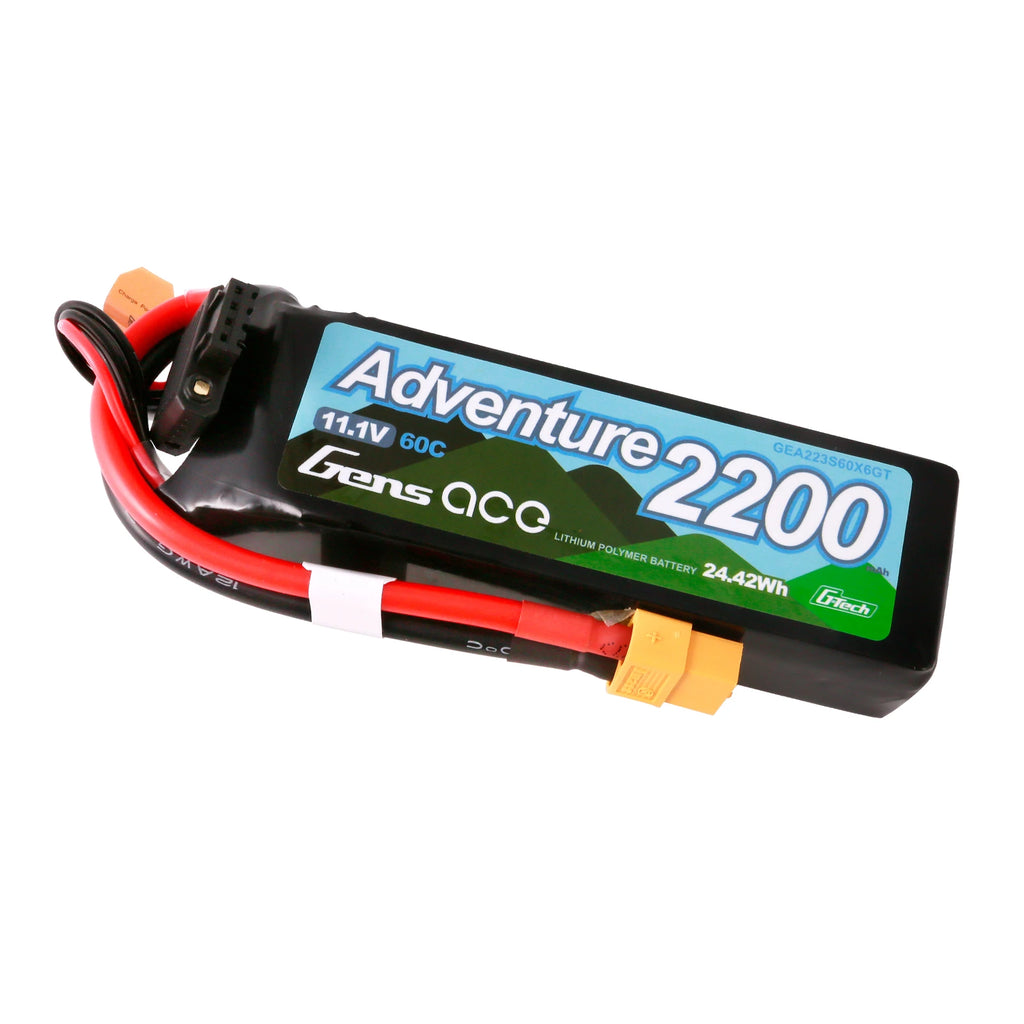 Gens ace 2200mAh 3S 60C 11.1V Lipo Battery | XT60 Plug | Adventure