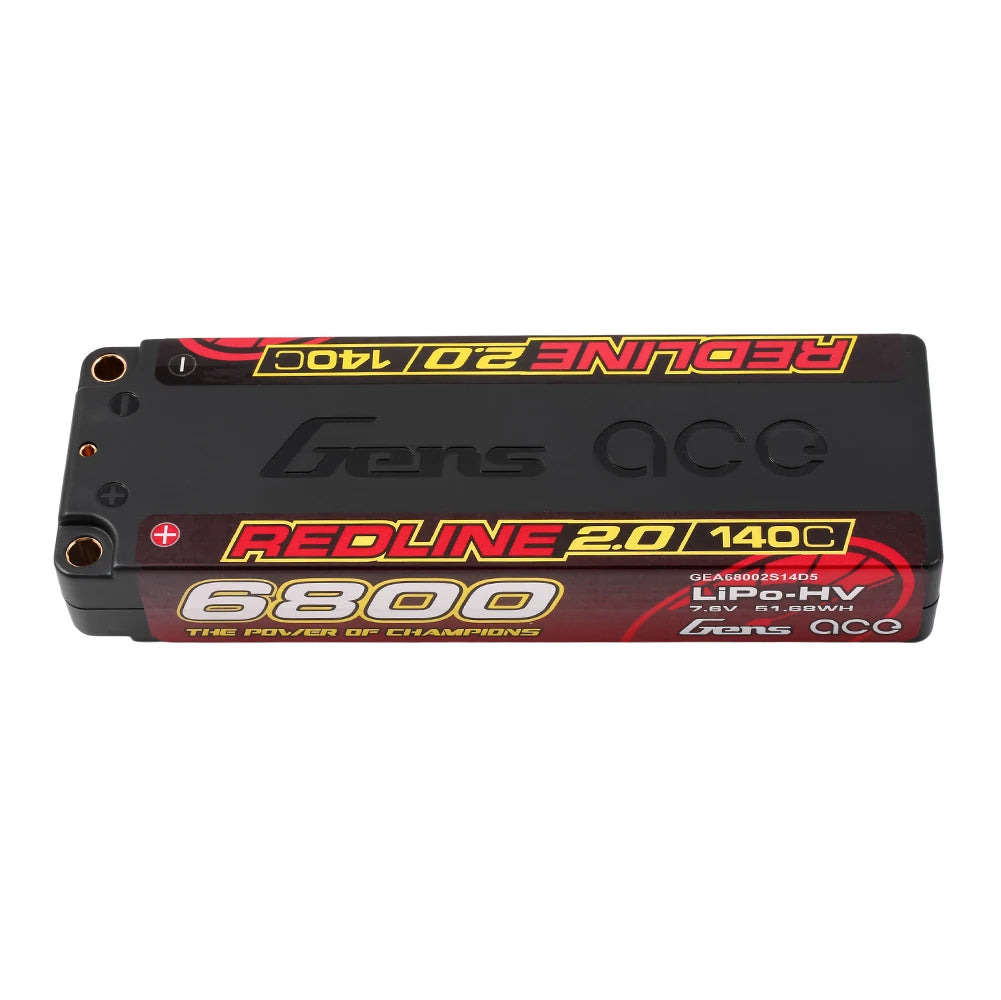 Gens ace 6800mAh 2S 140C 7.6V(HV) Lipo Battery | 5.0mm bullet | Redline 2.0