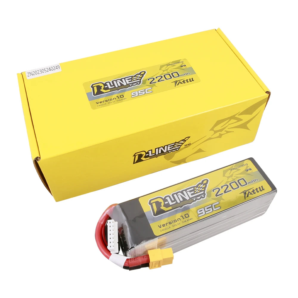 Tattu 2200mAh 6S 95C 22.2V Lipo Battery | XT60 Plug | R-Line 1.0