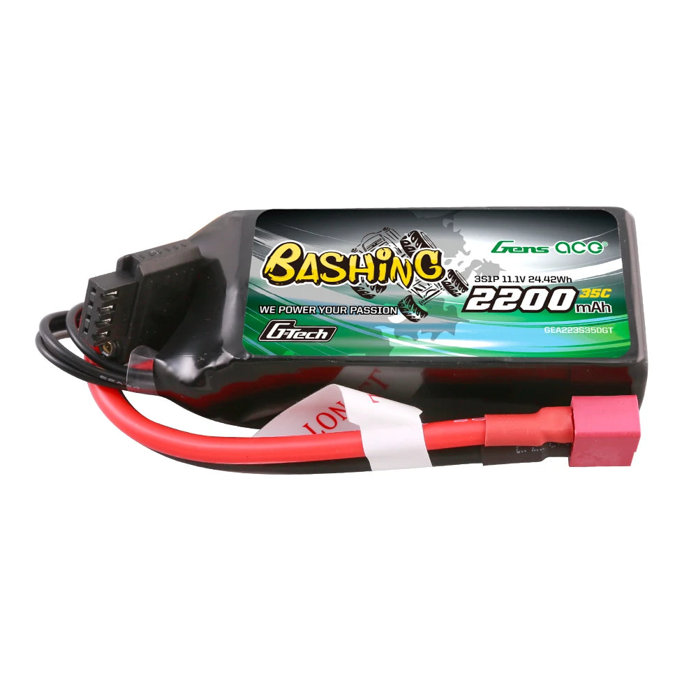 Gens ace 2200mAh 3S 35C 11.1V Lipo Battery | Deans Plug | Bashing