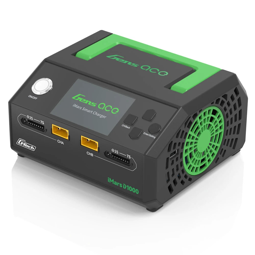 Gens ace iMars D1000 Smart Charger | AC 1000W | 25A | 1-7S | 2-Channel