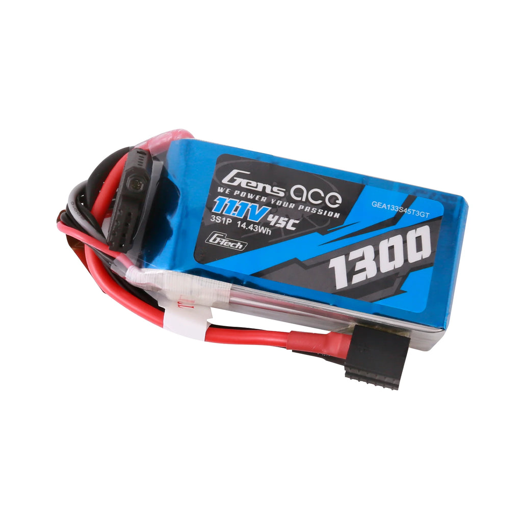 Gens ace 1300mAh 3S 45C 11.1V Lipo Battery | EC3+Deans | Air Classic