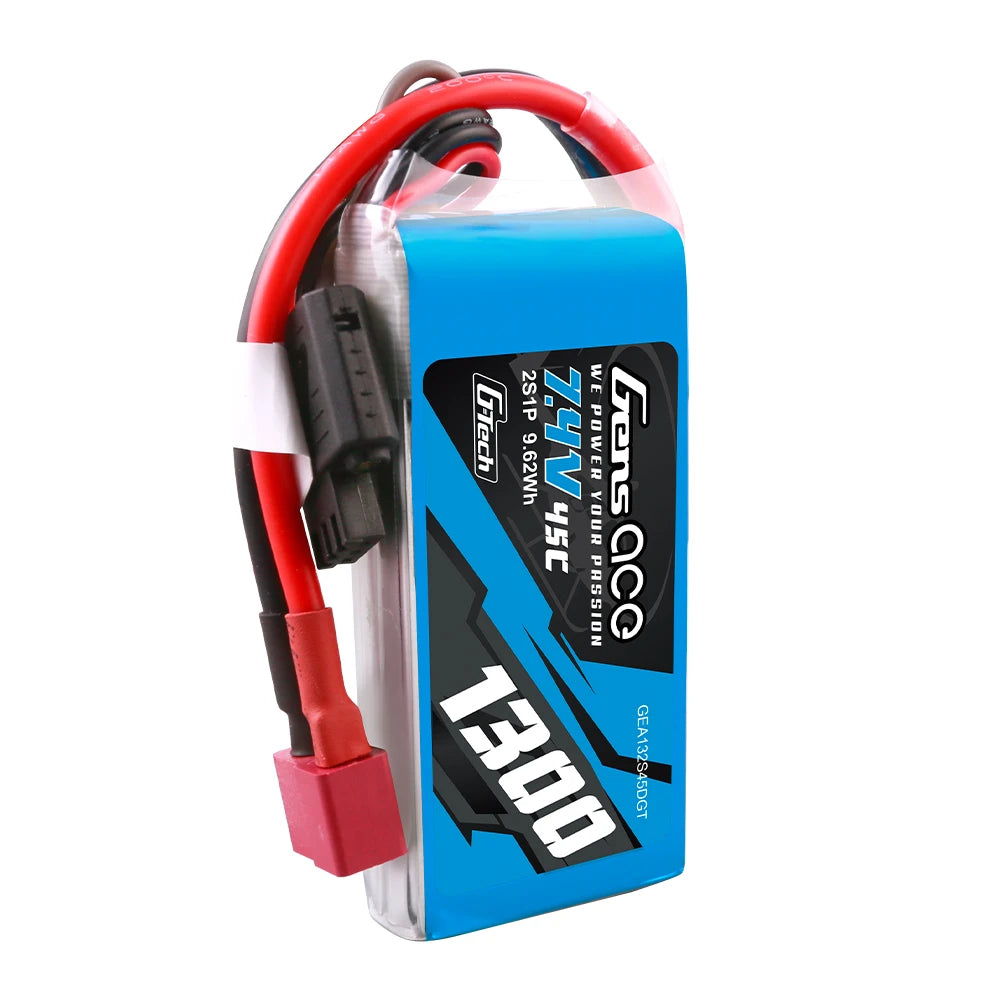 Gens ace 1300mAh 2S 45C 7.4V Lipo Battery | Deans Plug | Air Classic