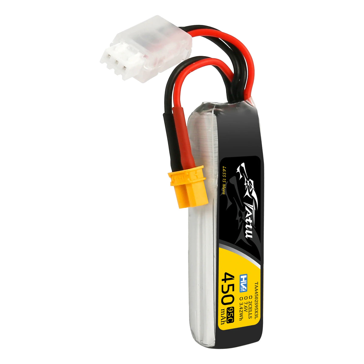 Tattu 450mAh 2S 95C 7.6V(HV) Long Lipo Battery | XT30 Plug | FPV Classic