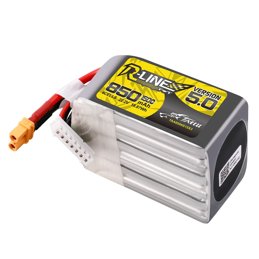 Tattu 850mAh 6S 150C 22.2V Lipo Battery | XT30U-F Plug | R-Line 5.0