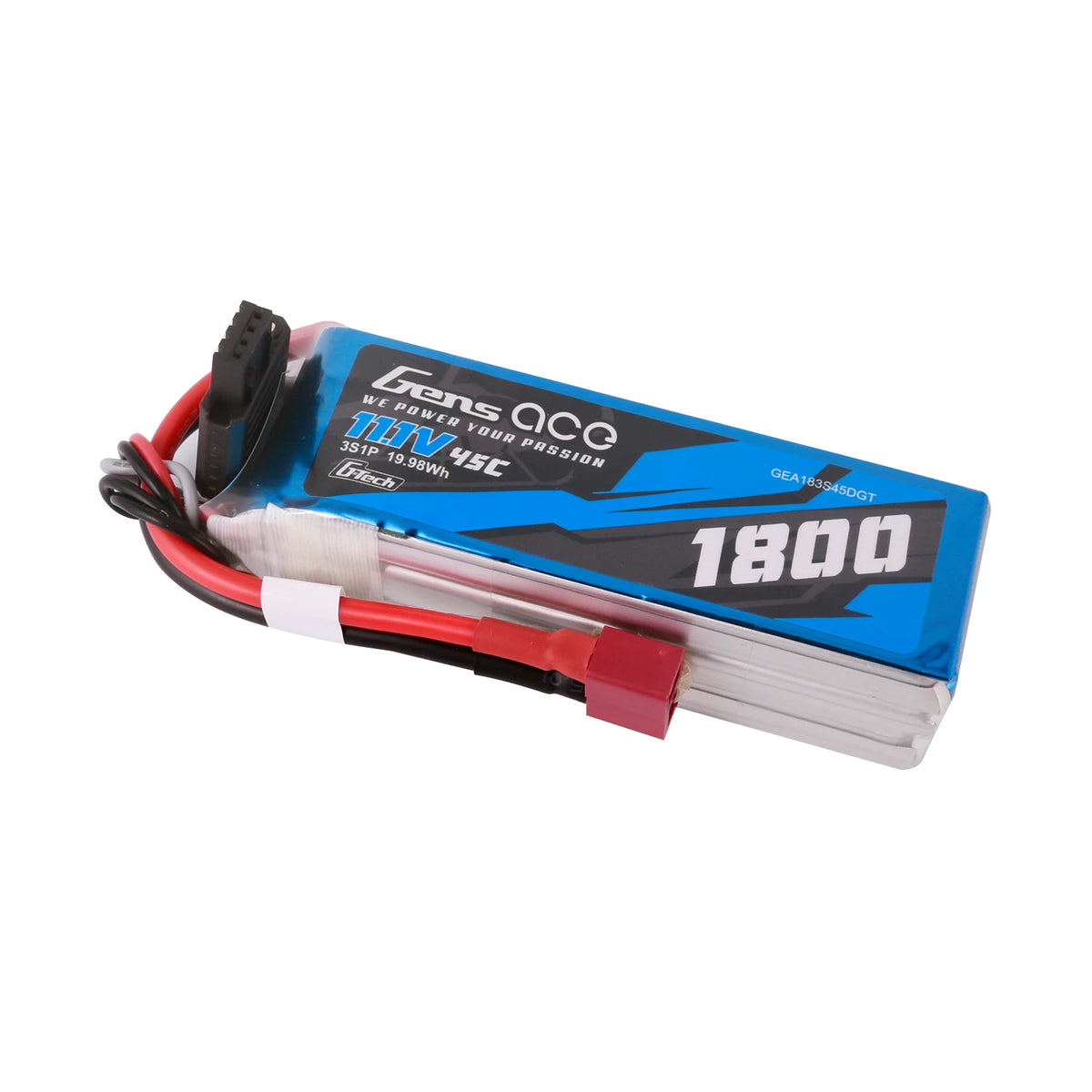 Gens ace 1800mAh 3S 45C 11.1V Lipo Battery | Deans Plug | Air Classic