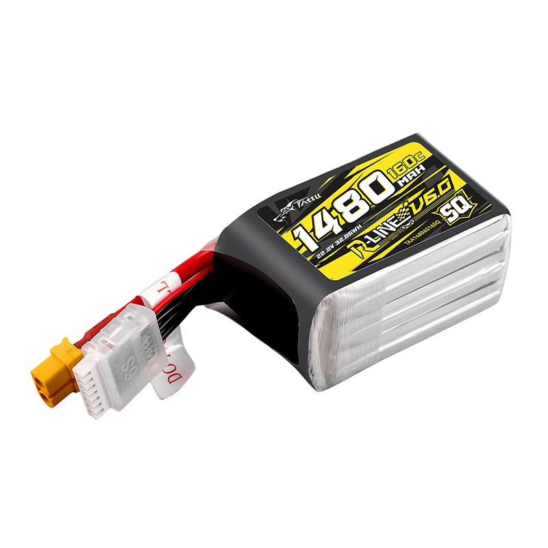 Tattu 1480mAh 6S 160C 22.2V SQ Lipo Battery | XT60 Plug | R-Line 6.0