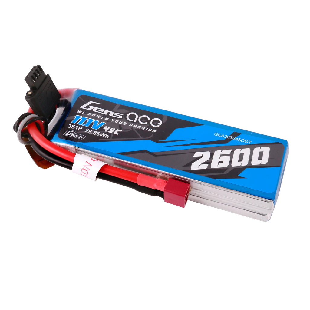 Gens ace 2600mAh 3S 45C 11.1V Lipo Battery | Deans Plug | Air Classic