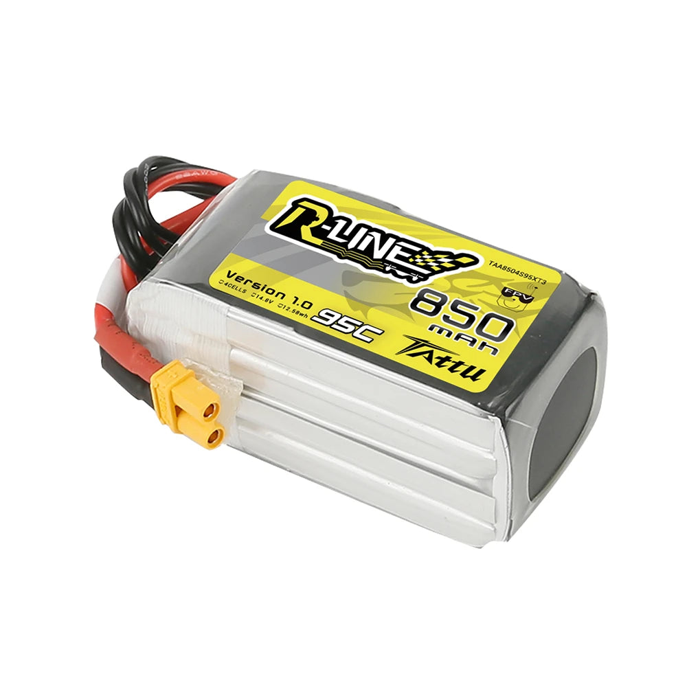 Tattu 850mAh 4S 95C 14.8V Lipo Battery | XT30 Plug | R-Line 1.0