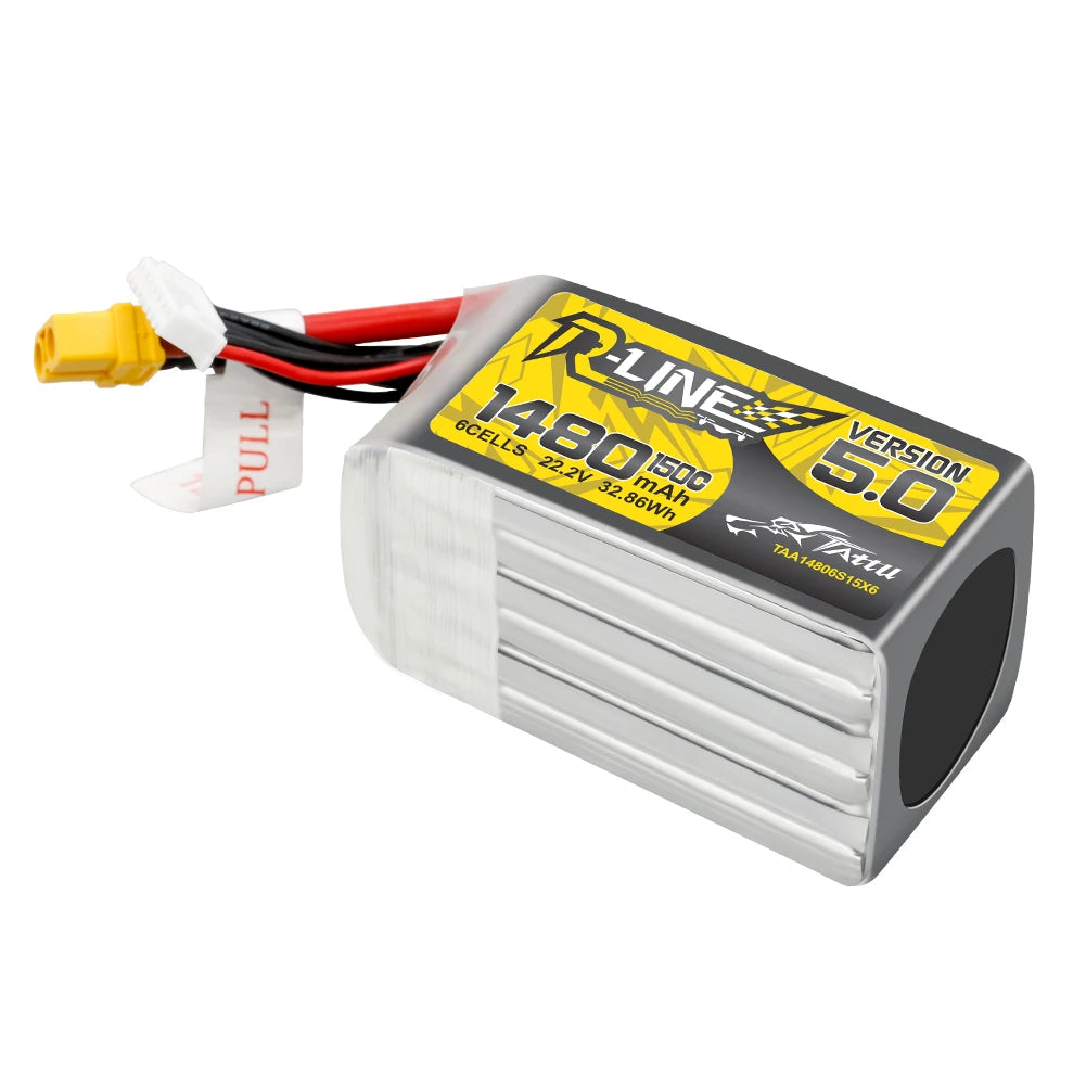 Tattu 1480mAh 6S 150C 22.2V Lipo Battery | XT60 Plug | R-Line 5.0