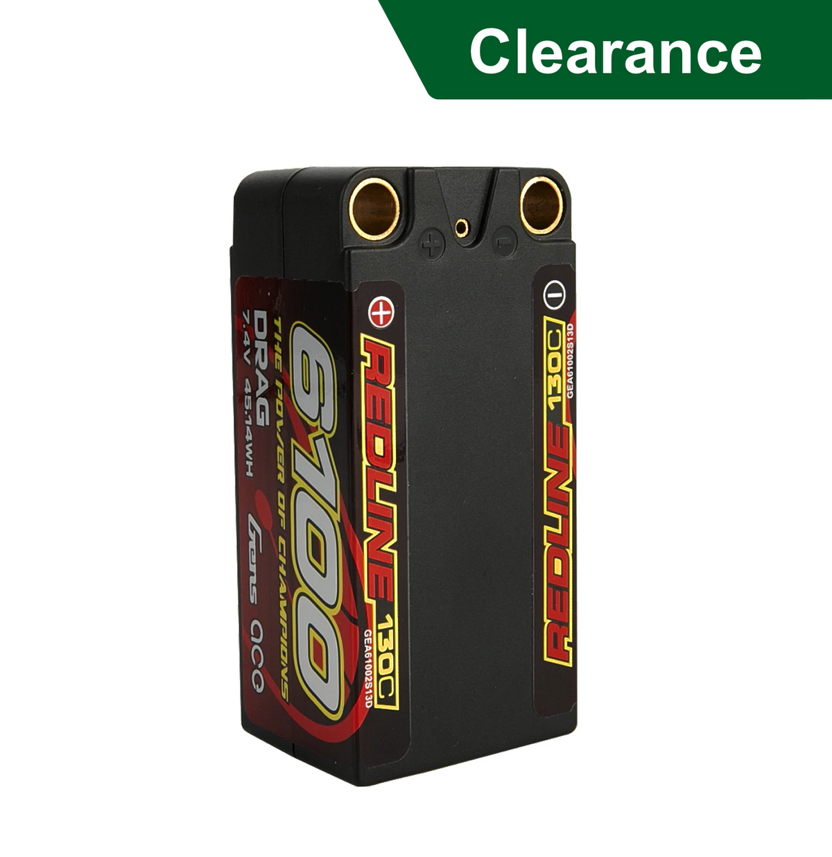 Gens ace 6100mAh 2S 130C 7.4V Shorty Lipo Battery | 8.0mm bullet | Redline 1.0