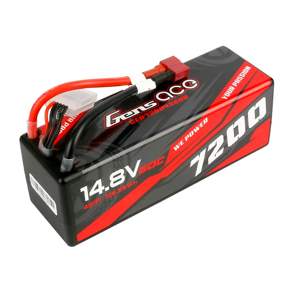 Gens ace 7200mAh 4S 60C 14.8V Lipo Battery | Hardcase | Deans Plug | Car Classic (Non-G-Tech)