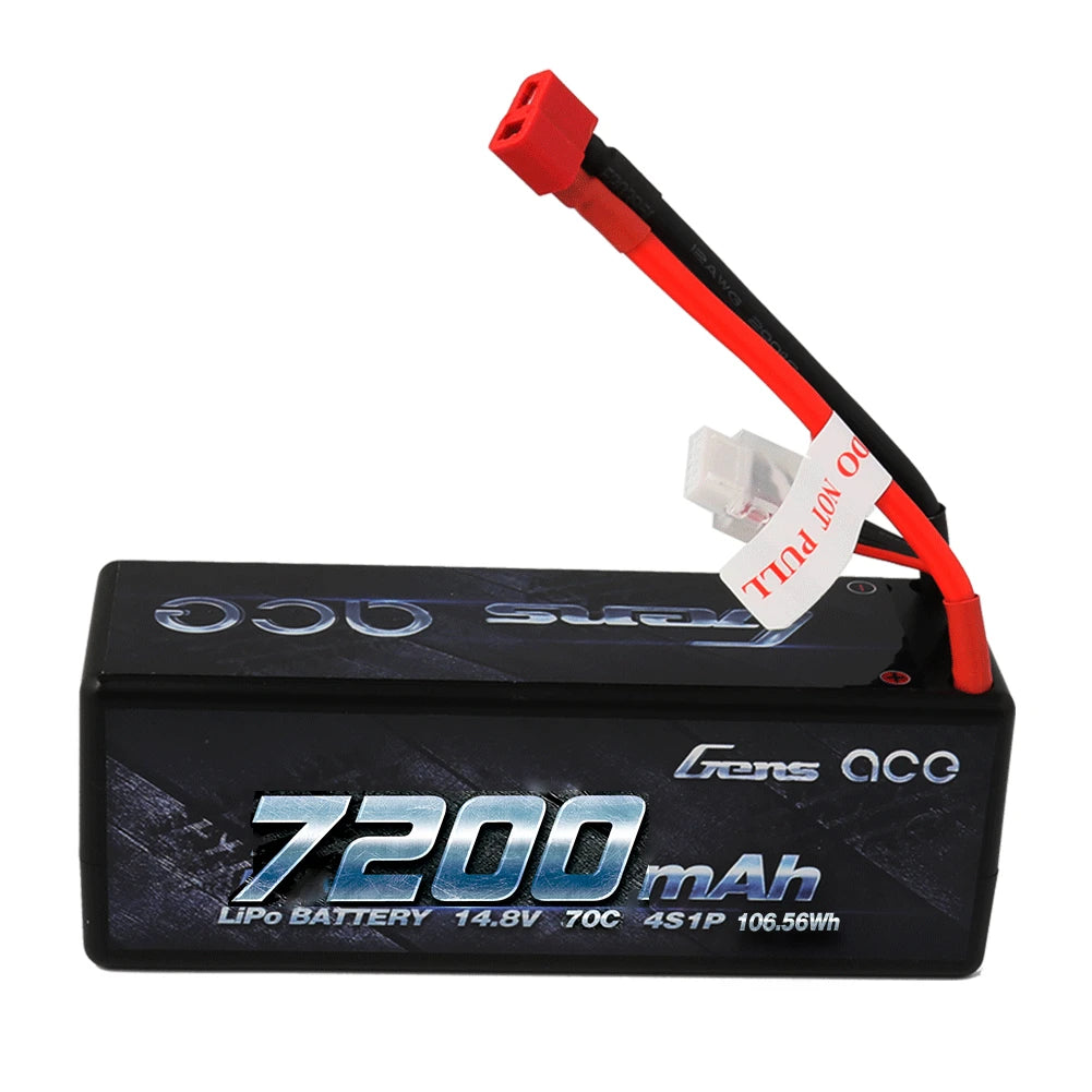 Gens ace 7200mAh 4s 70C 14.8V HardCase Lipo Battery 14# with Deans Plug