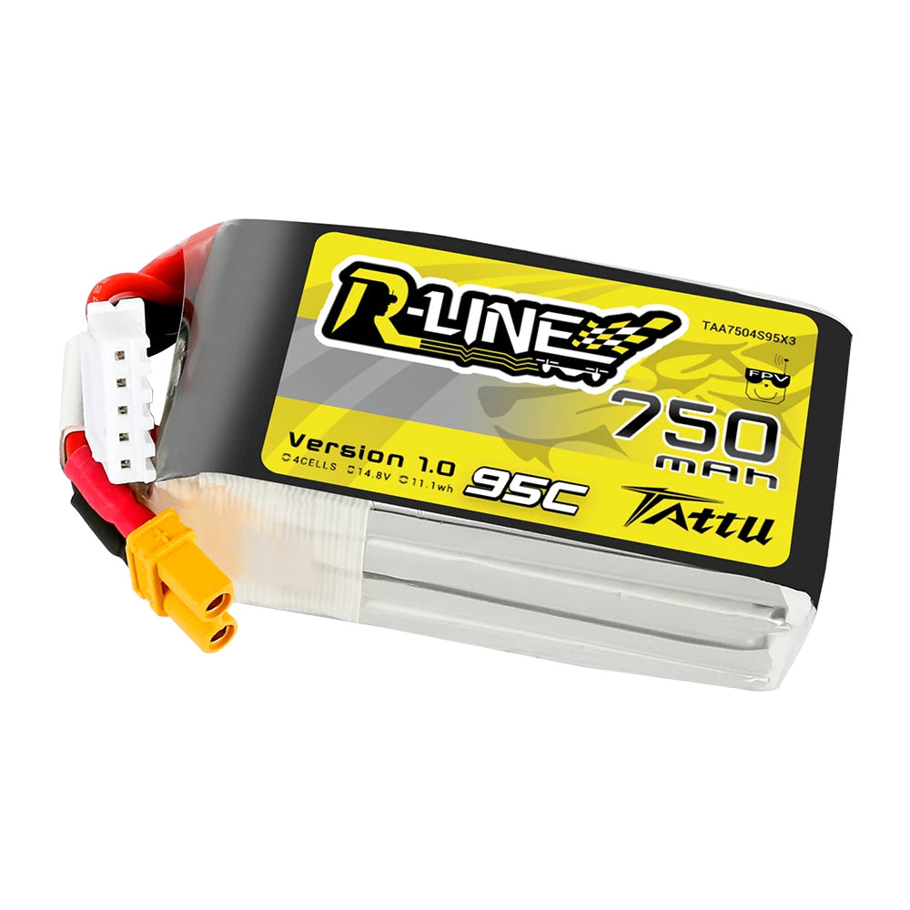 Tattu 750mAh 4S 95C 14.8V Lipo Battery | XT30 Plug | R-Line 1.0