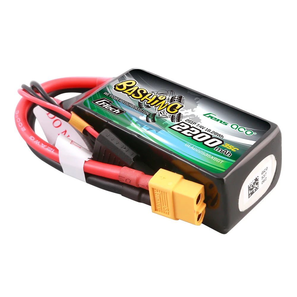 Gens ace 2200mAh 3S 35C 11.1V Lipo Battery | XT60 Plug | Bashing
