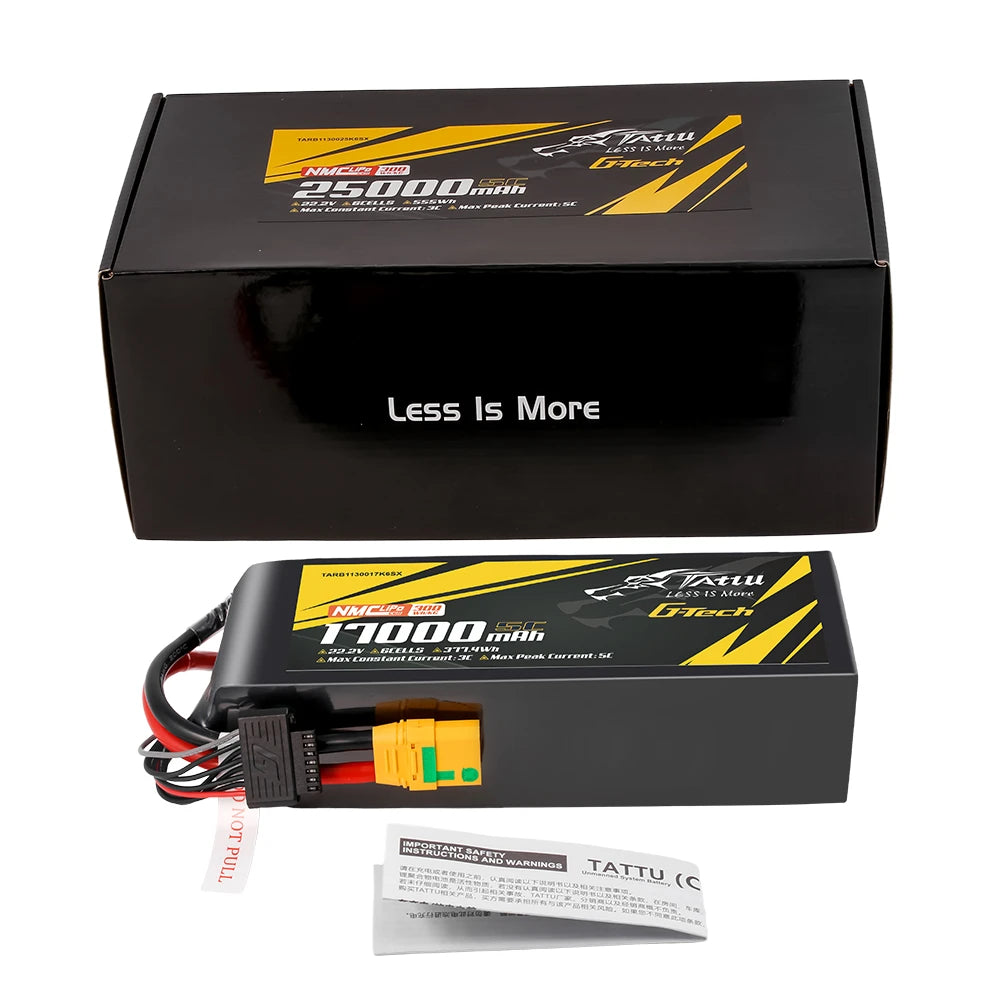 Tattu 25000mAh 6S 10C 22.2V Lipo Battery | XT90S-F Plug | Semi-solid