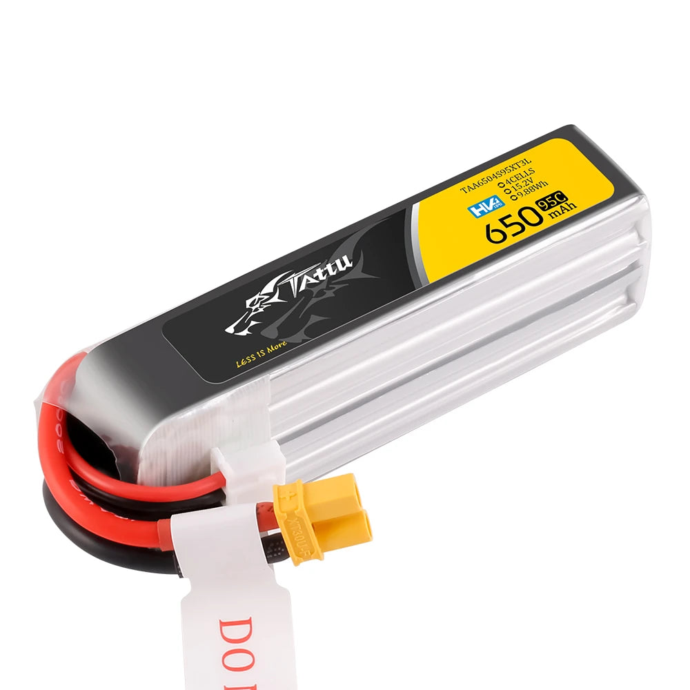 Tattu 650mAh 4S 95C 15.2V(HV) Long Lipo Battery | XT30 Plug | FPV Classic