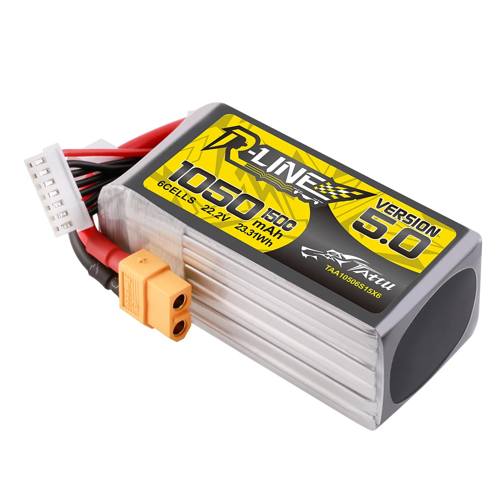 Tattu 1050mAh 6S 150C 22.2V Lipo Battery | XT60 Plug | R-Line 5.0