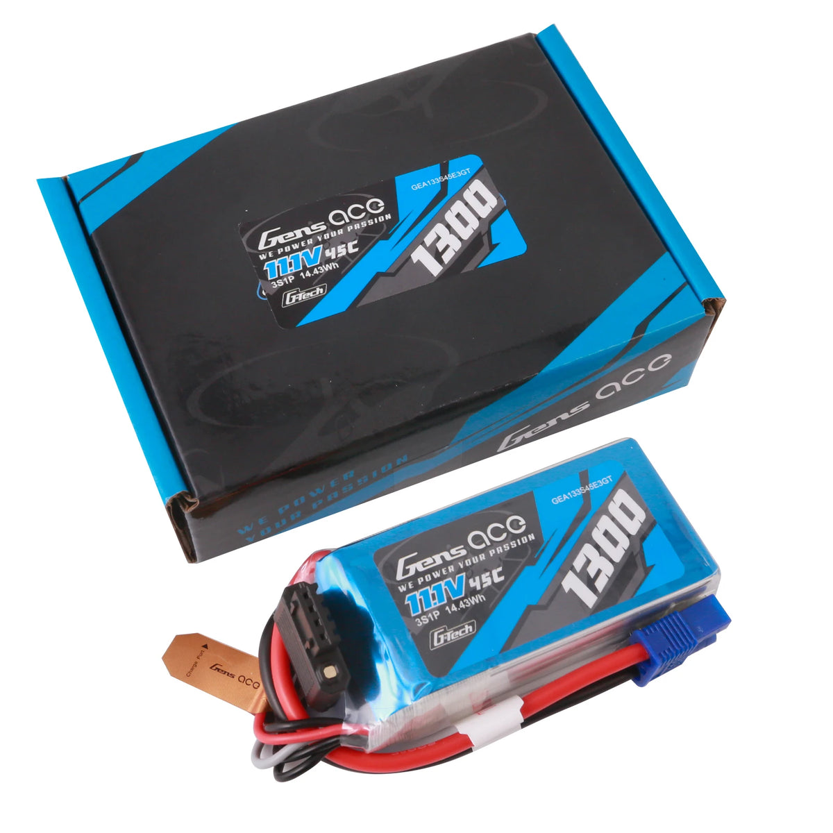 Gens ace 1300mAh 3S 45C 11.1V Lipo Battery | EC3 Plug | Air Classic