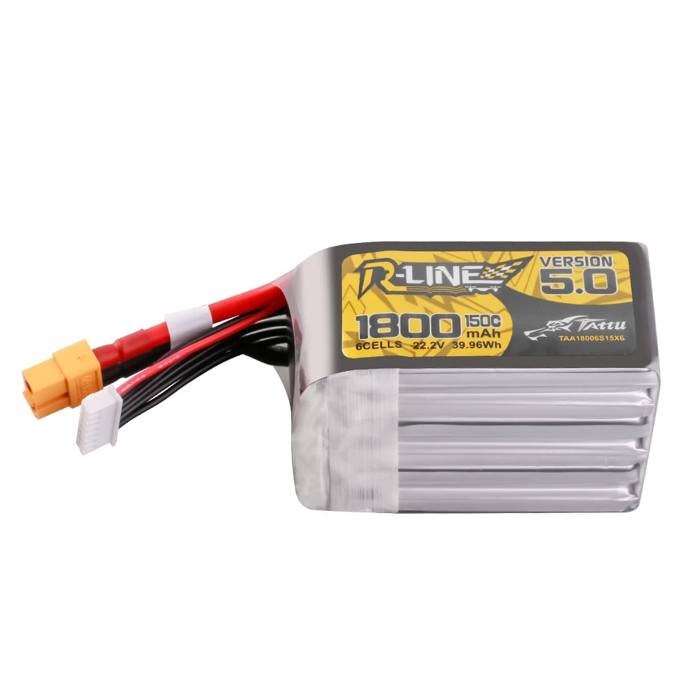 Tattu 1800mAh 6S 150C 22.2V Lipo Battery | XT60 Plug | R-Line 5.0