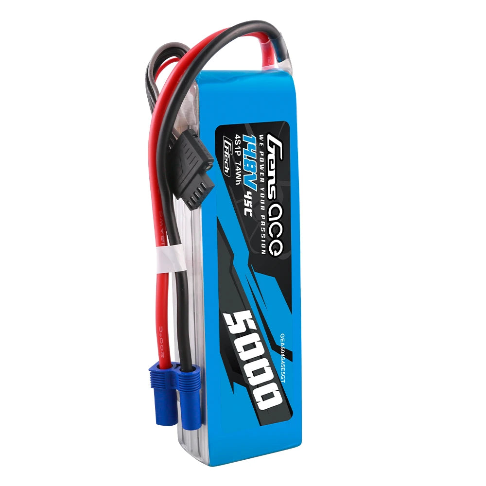 Gens ace 5000mAh 4S 45C 14.8V Lipo Battery | EC5 Plug | Air Classic