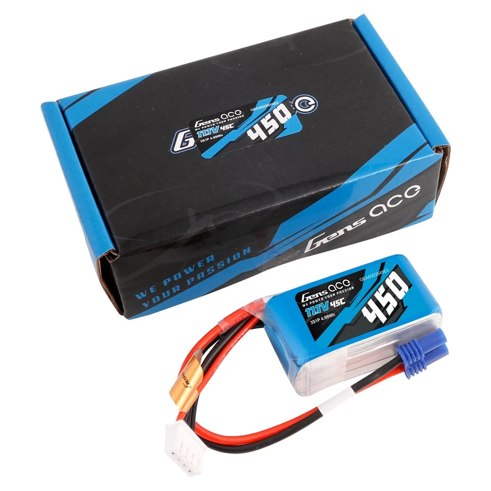 Gens ace 450mAh 3S 45C 11.1V Lipo Battery | EC2 Plug | Air Classic (Non-G-Tech)