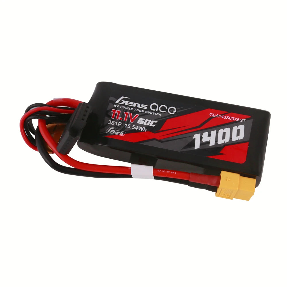 Gens ace 1400mAh 3S 60C 11.1V Lipo Battery | XT60 Plug | Car Classic