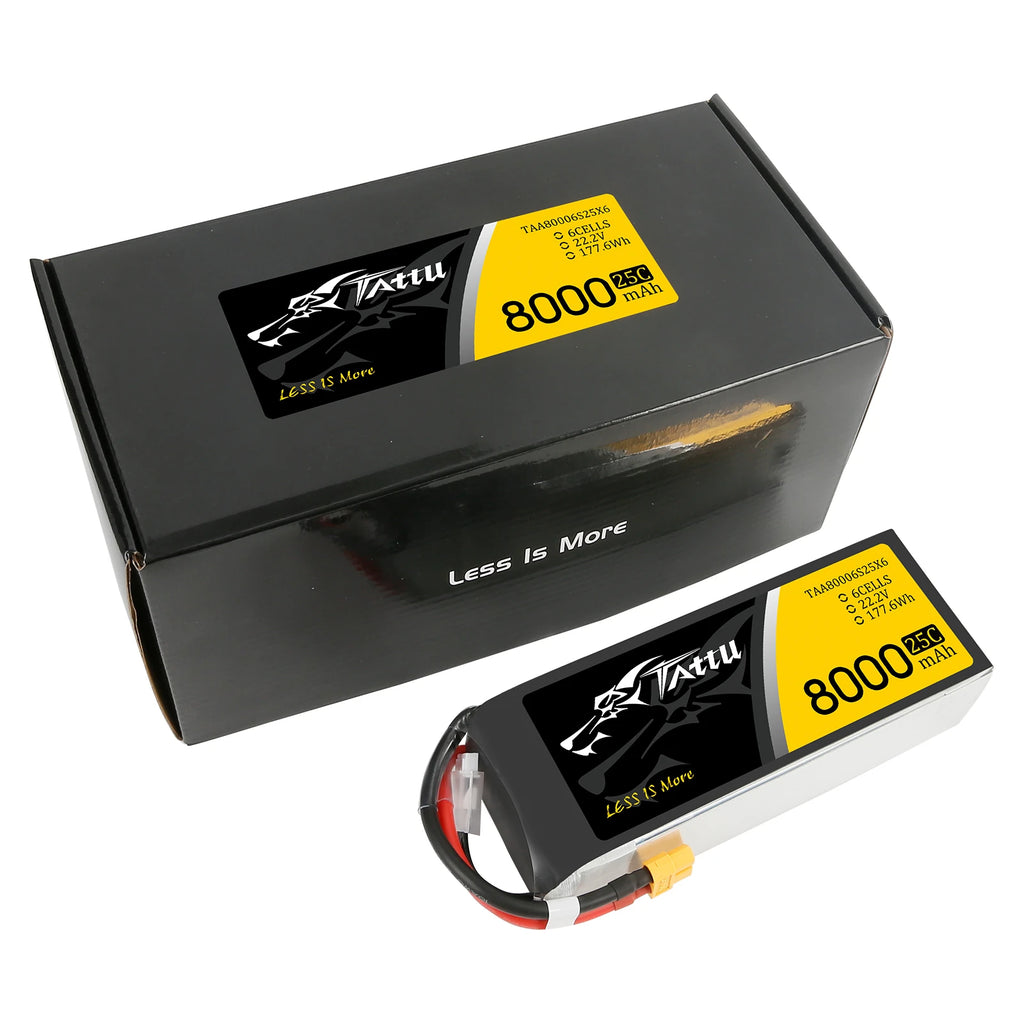 Tattu 8000mAh 6S 25C 22.2V Lipo Battery | XT60 Plug | UAV Classic