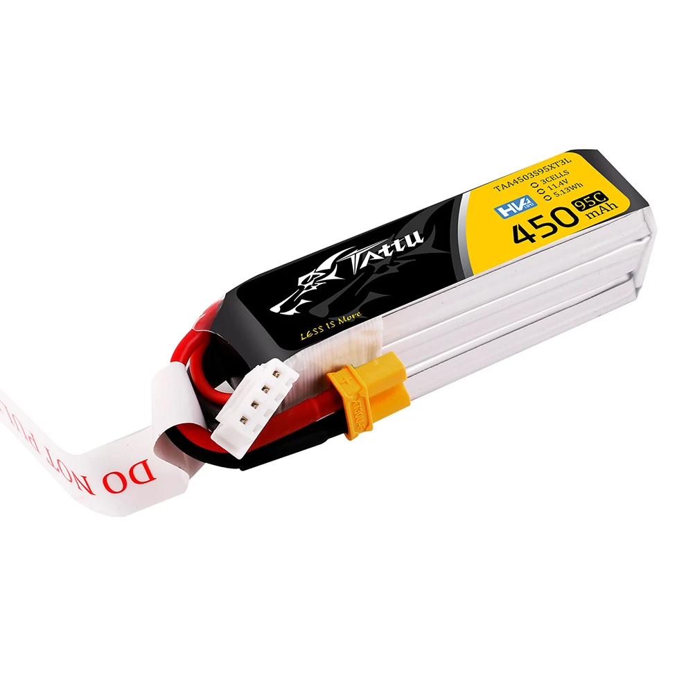 Tattu 450mAh 3S 95C 11.4V(HV) Long Lipo Battery | XT30 Plug | FPV Classic