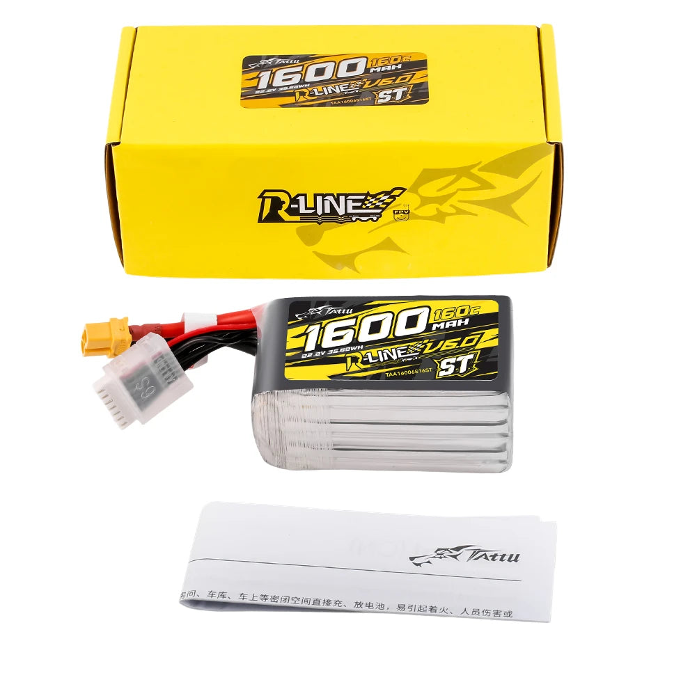 Tattu 1600mAh 6S 160C 22.2V ST Lipo Battery | XT60 Plug | R-Line 6.0